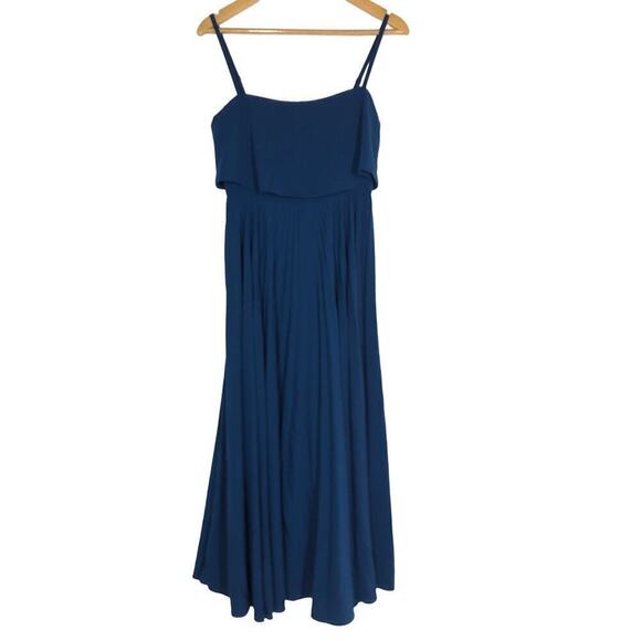 Jill Jill Stuart Dress Pleated Popover Sleeveless Square Neck Maxi Gown Blue 2 - Picture 3 of 10